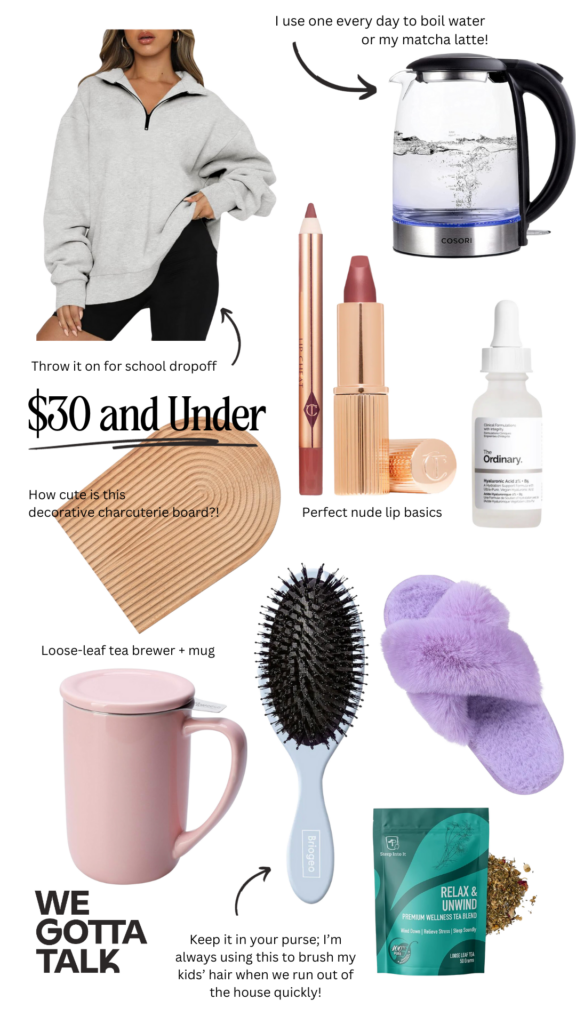 collage of 30 products under $30 gift guide