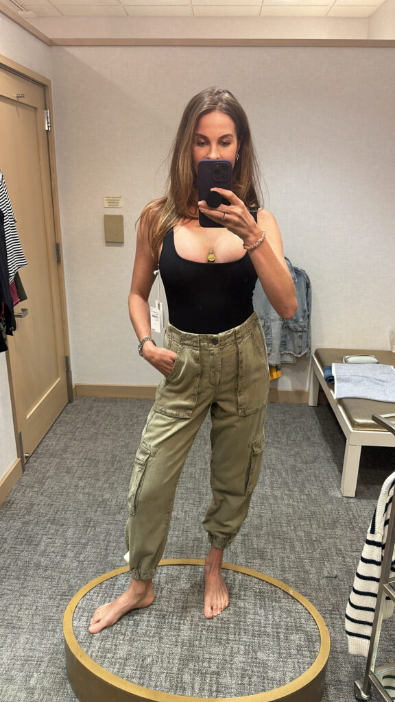 We Gotta Talk blogger Sonni Abatta wearing cargo pants and tank top from her Nordstrom Sale picks